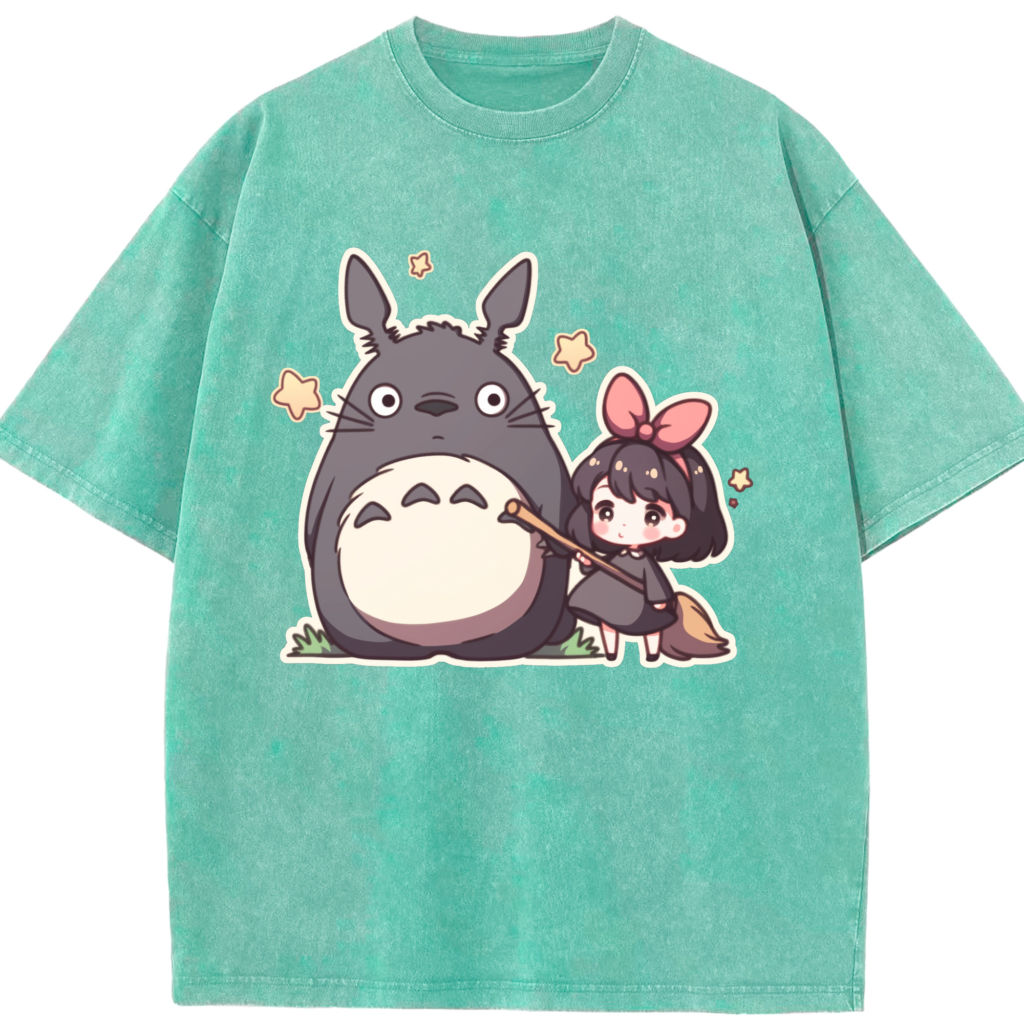 （画像用） となりのトトロ 草壁メイ 草壁サツキ My Neighbor Totoro Satsuki Kusakabe Mei Kusakabe 綿100% ヴィンテージ風 半袖Tシャツ（フロントプリント）